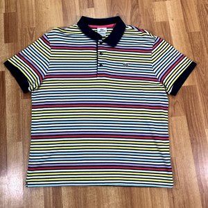 Lacoste Polo Shirt Mens US Large Size 6 Multicolor Stripes Green Gator